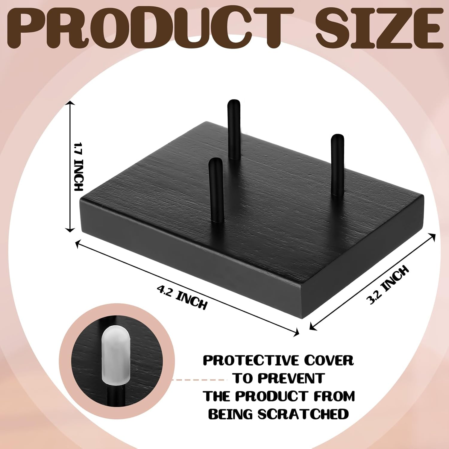 2 Pack Wooden Rock Display Stands Black Three Prong Holders