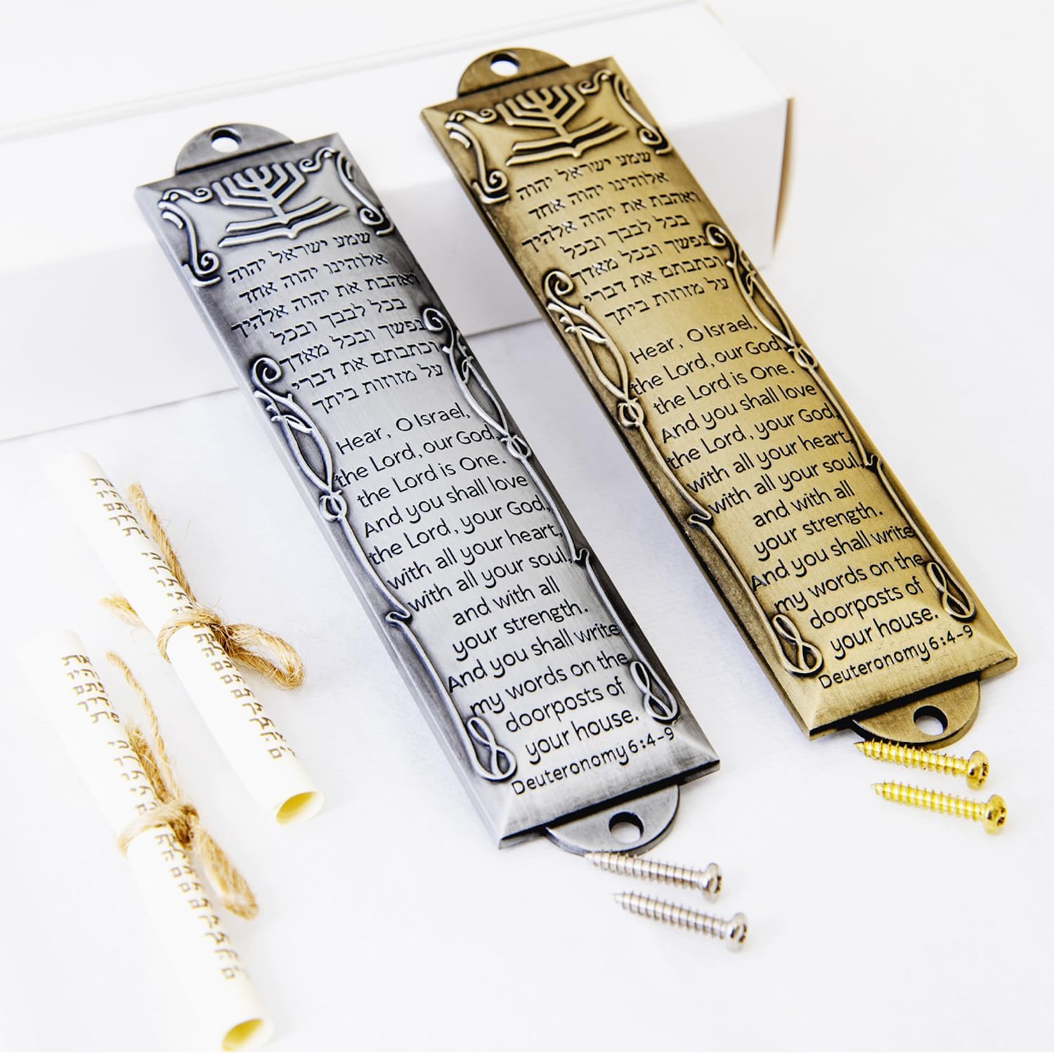Set of 2 Mezuzahs with Scroll for Door