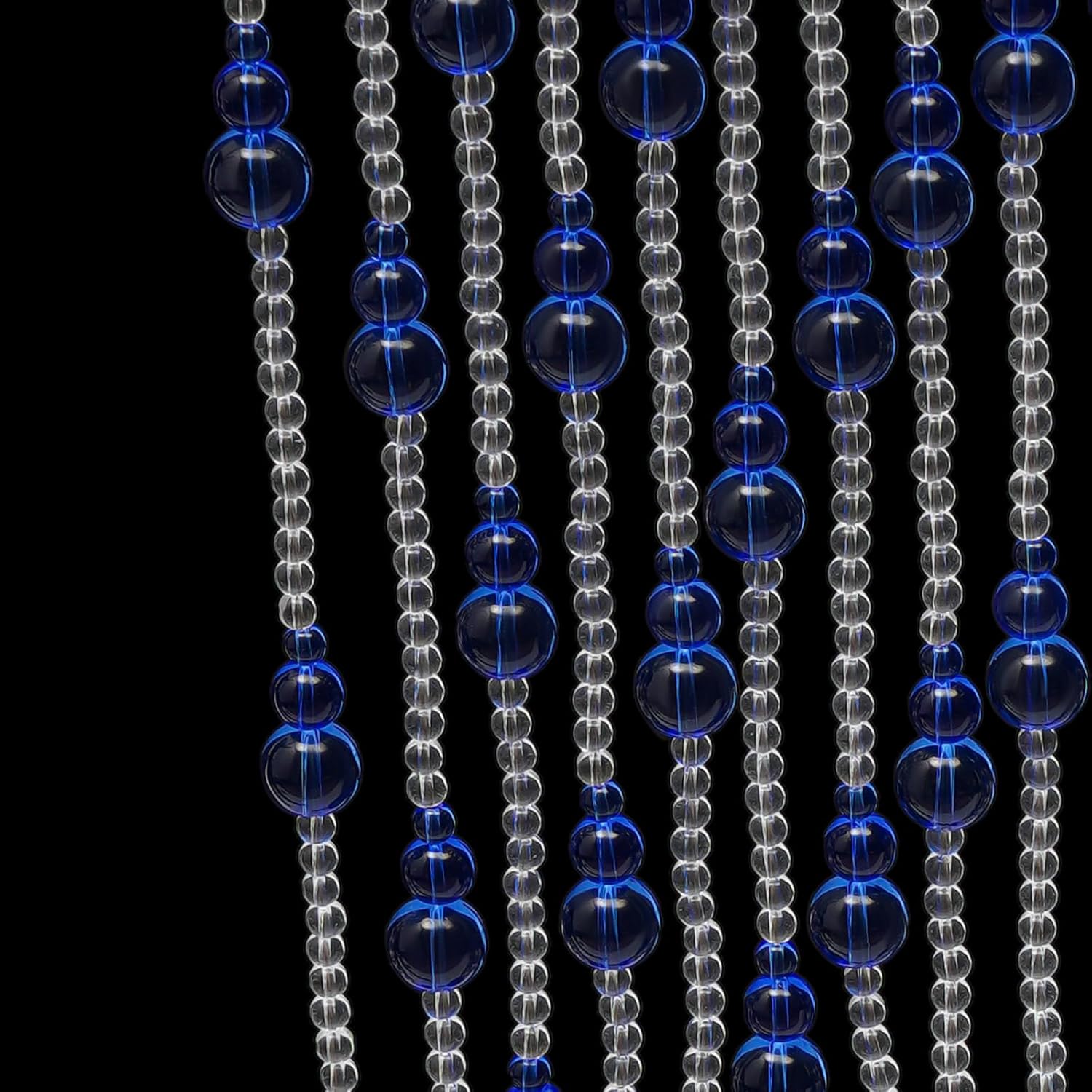 Glass Crystal Beaded Curtain for Doorways Adjustable 25 Strings Blue