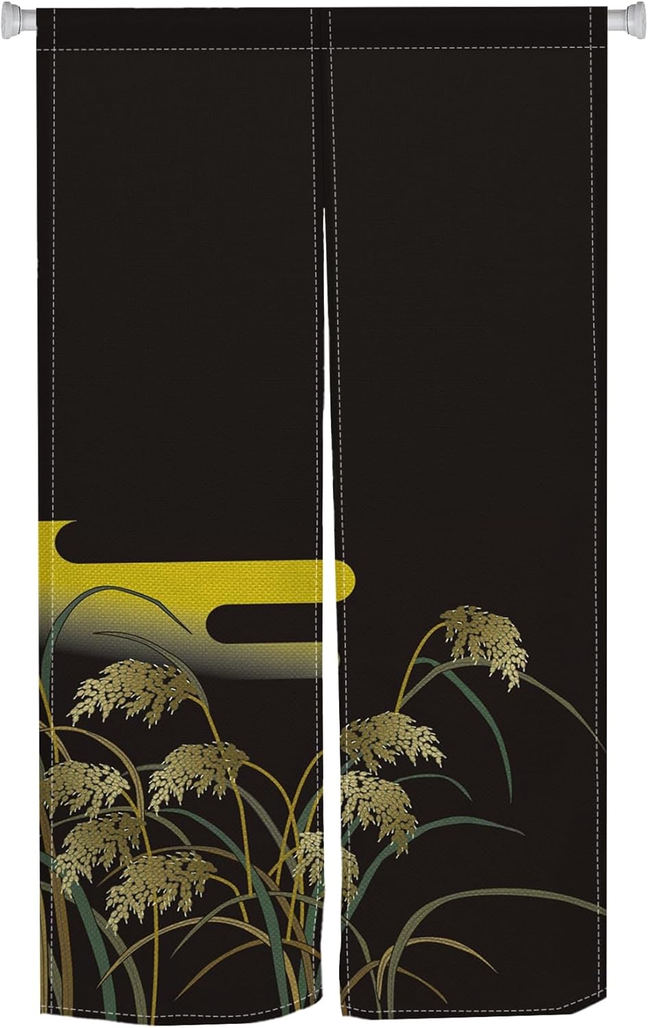 Japanese Noren Door Curtain Privacy Partition Divider Black 335x709