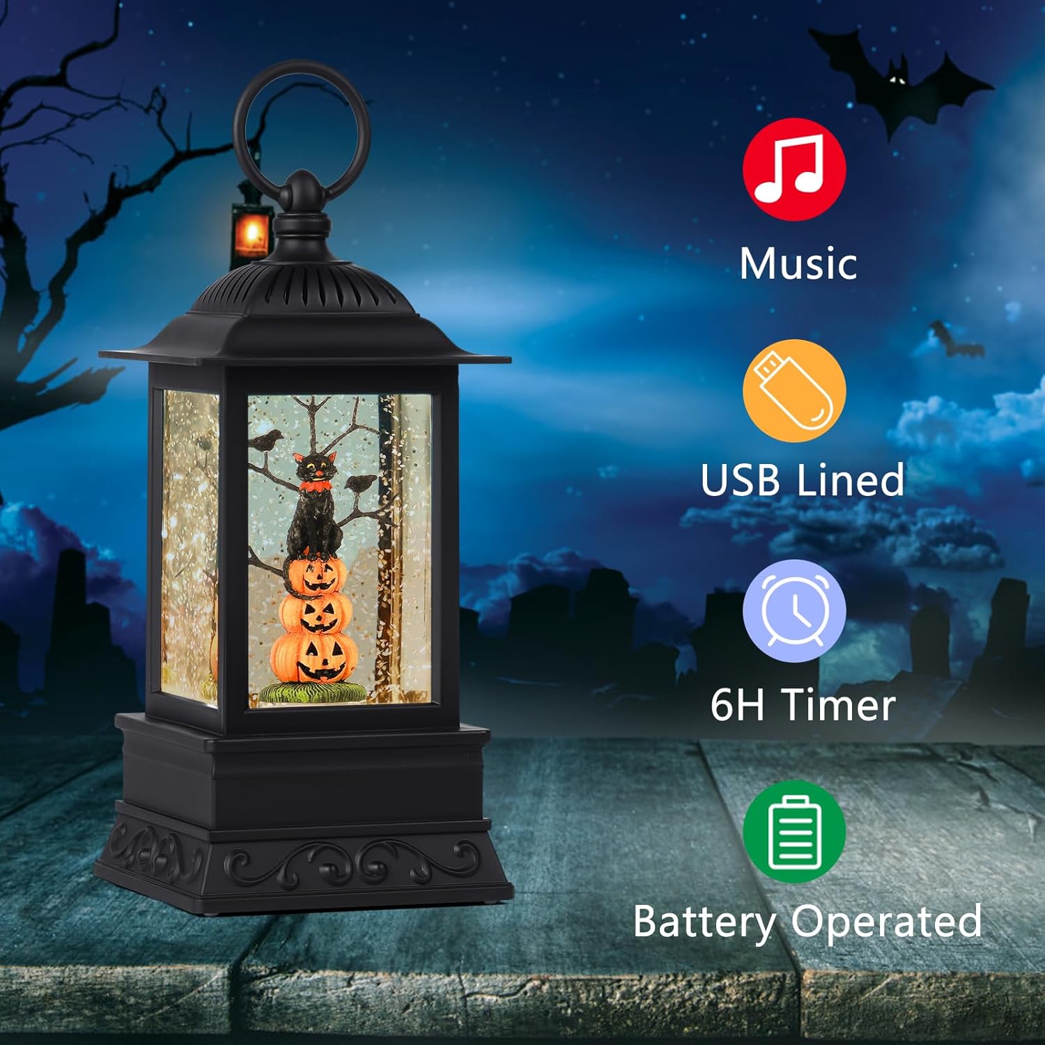 Melunar 10 Halloween Snow Globe with Light and Music