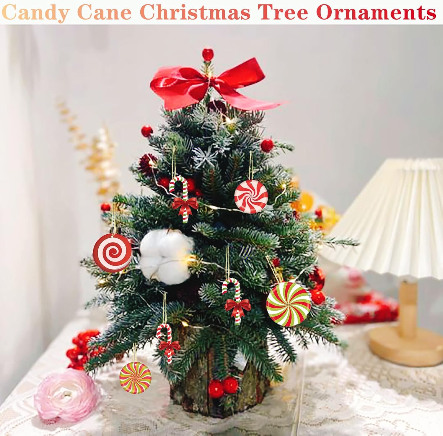24pcs Candy Wood Christmas Hanging Ornaments