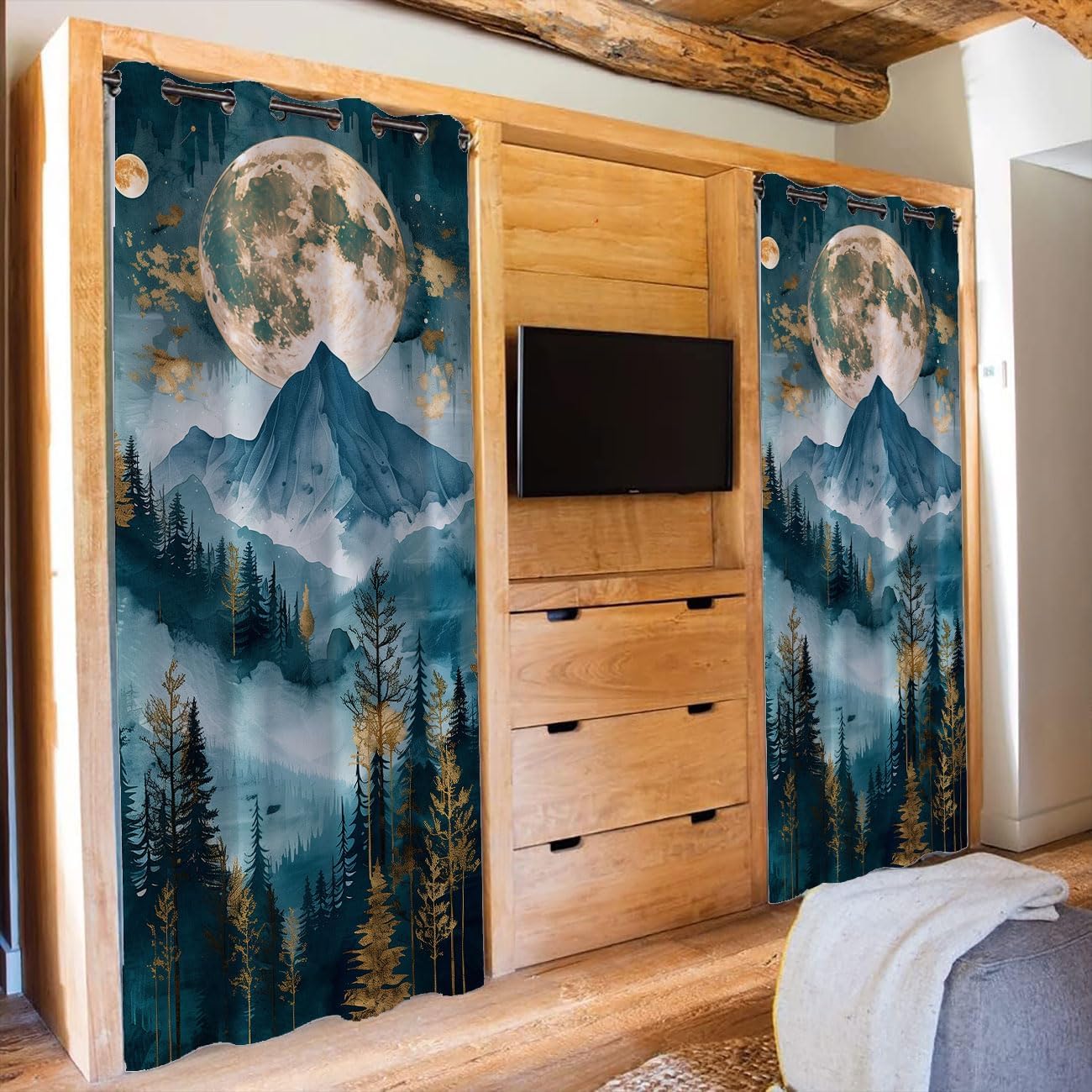 Abstract Forest Door Curtain for Privacy and Style