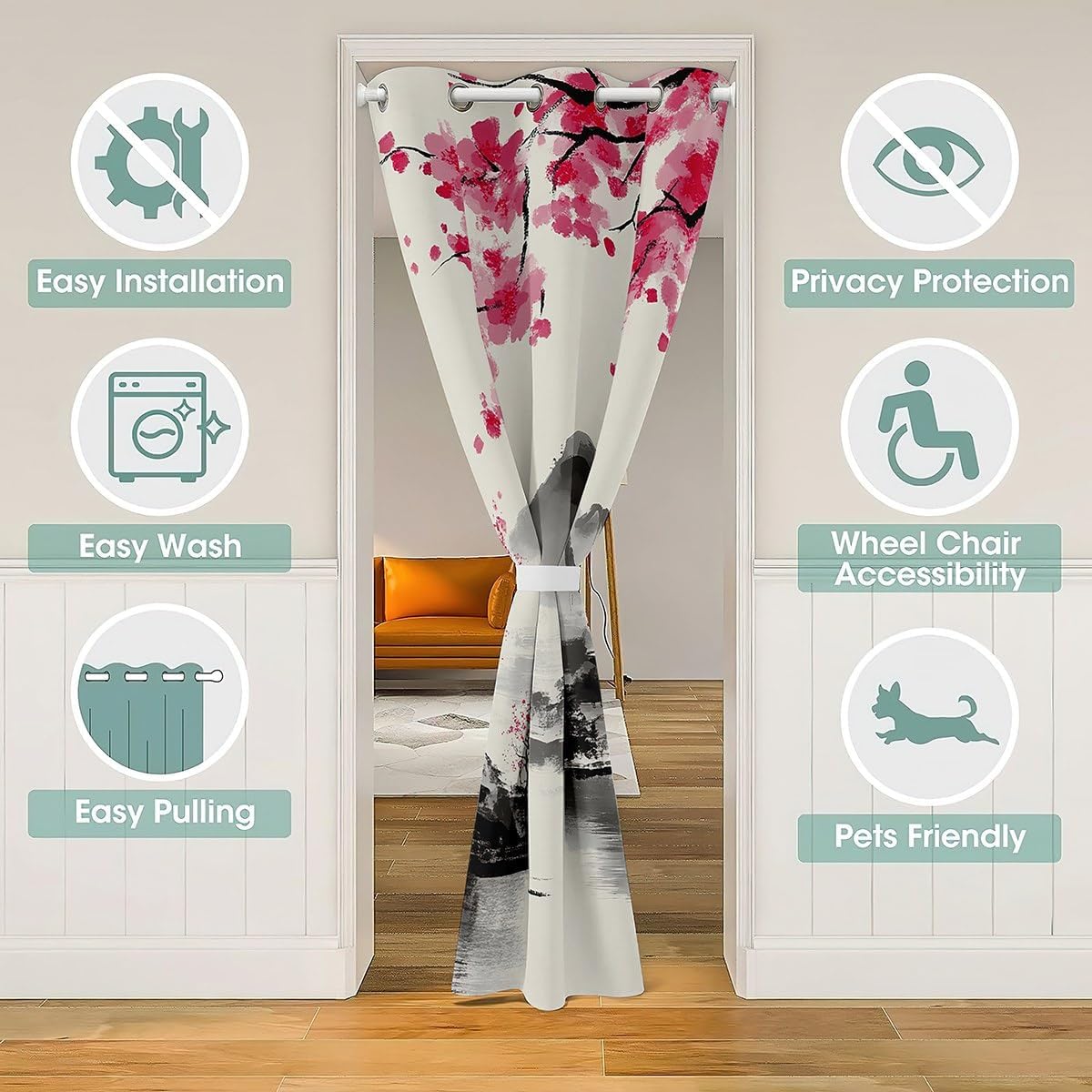 Japanese Style Door Curtain 34x80 Inches