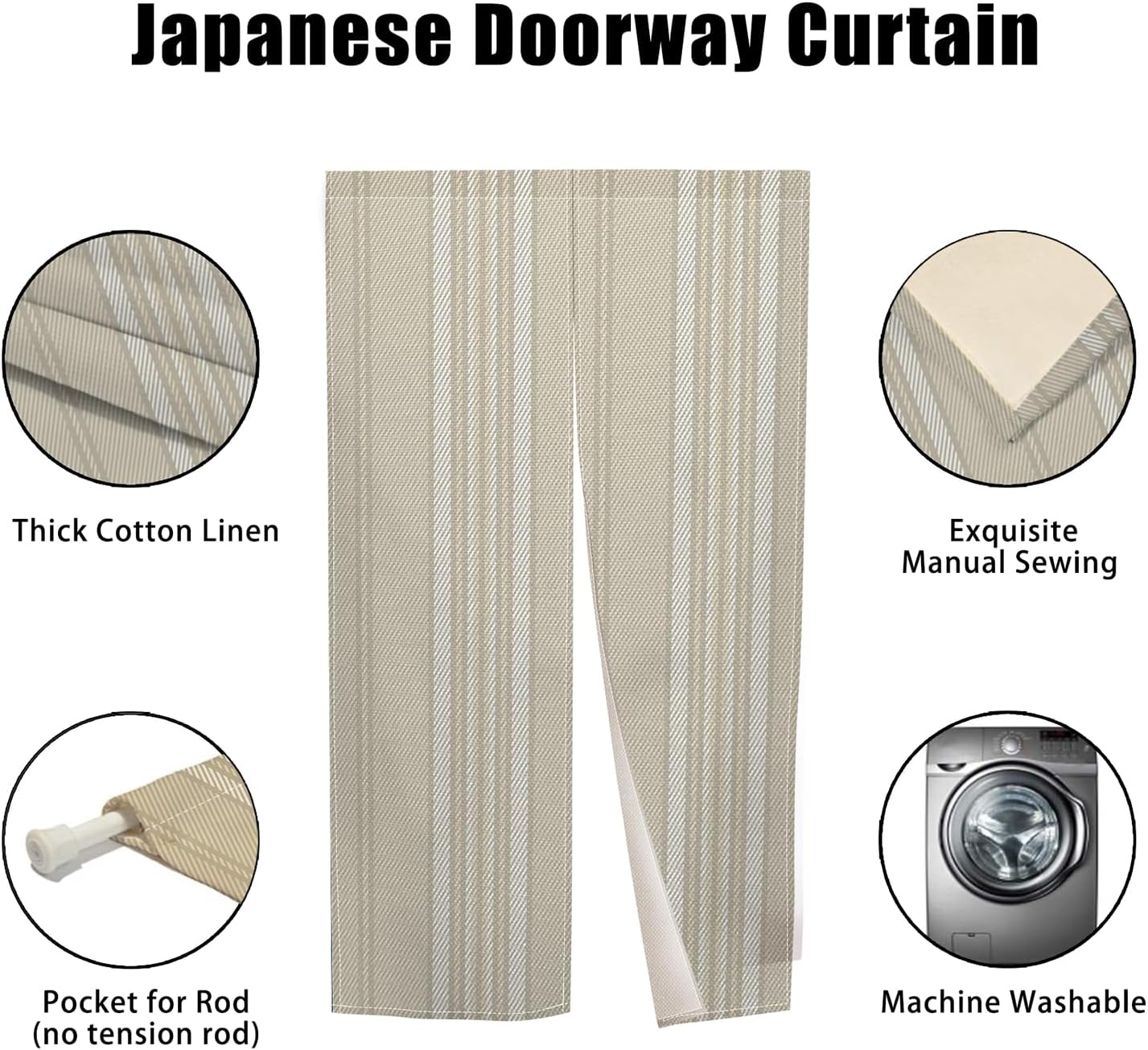 Boho Style Door Curtain Japanese Noren Panel 335x709