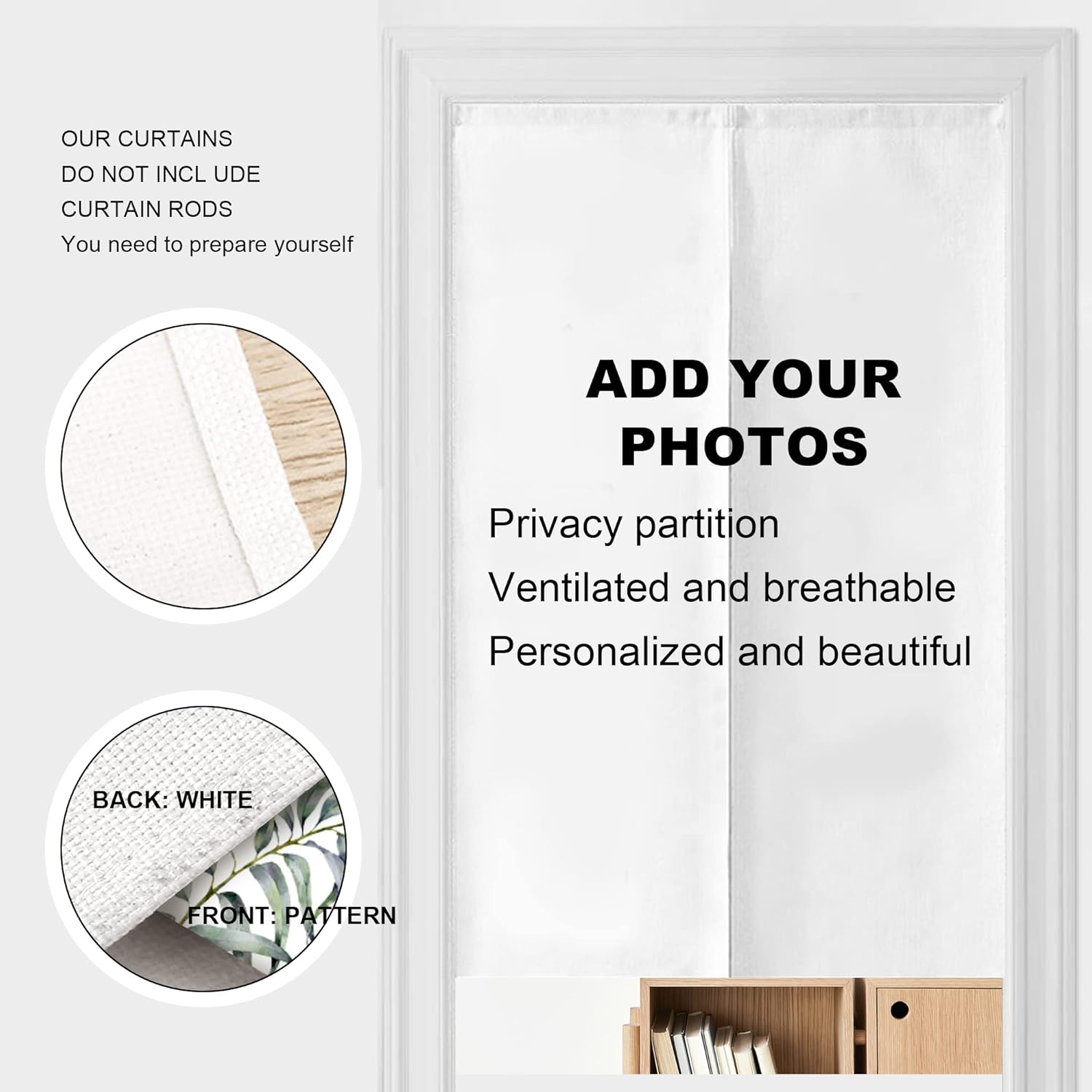 SIGNFORD Custom Door Curtain with Photo Text Room Divider Panel