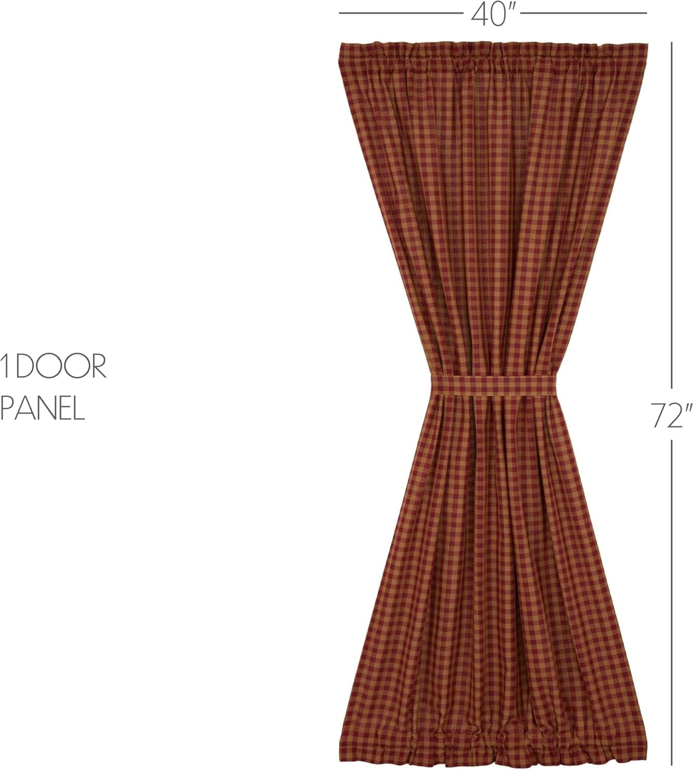 VHC Brands Burgundy Check Door Panel 72x40