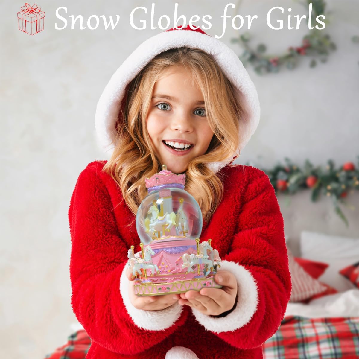 Carousel Horse Snow Globe Music Box with Light