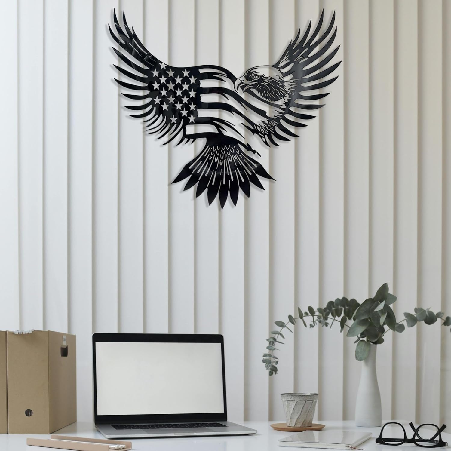Patriotic Bald Eagle American Flag Metal Wall Art 20