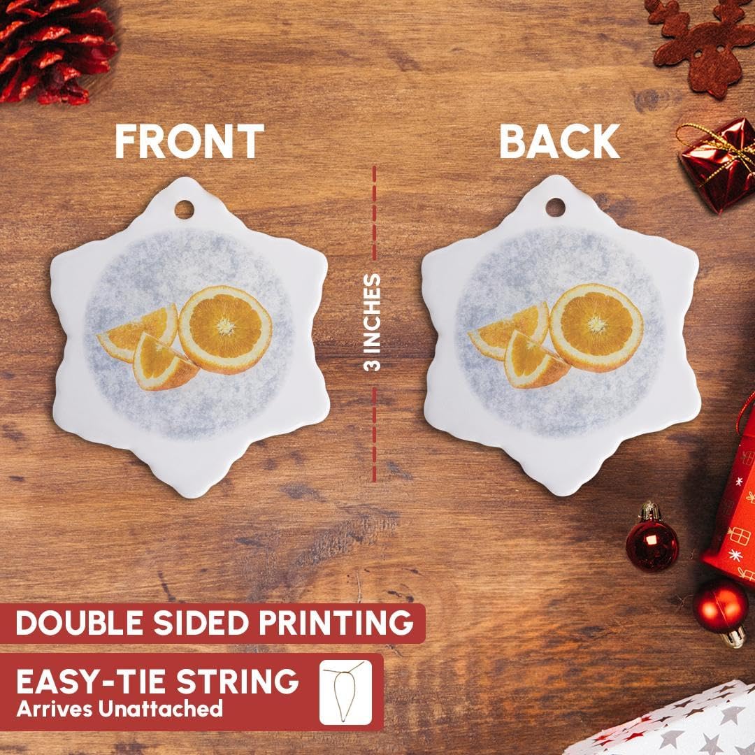 3D Snowflake Porcelain Ornament with Orange Fruit