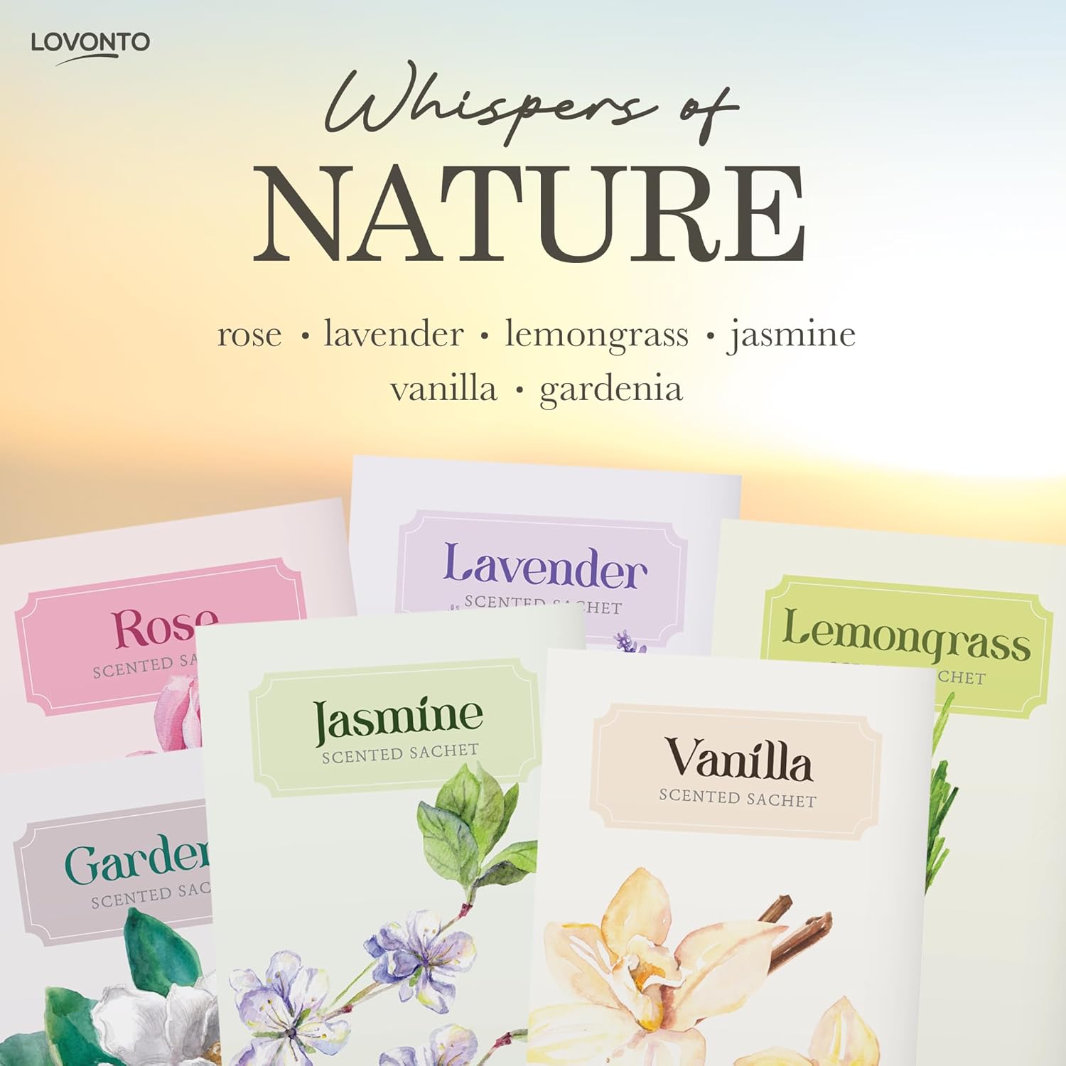 Lovonto 6 Pack Scented Sachet Bags for Home and Car Freshness