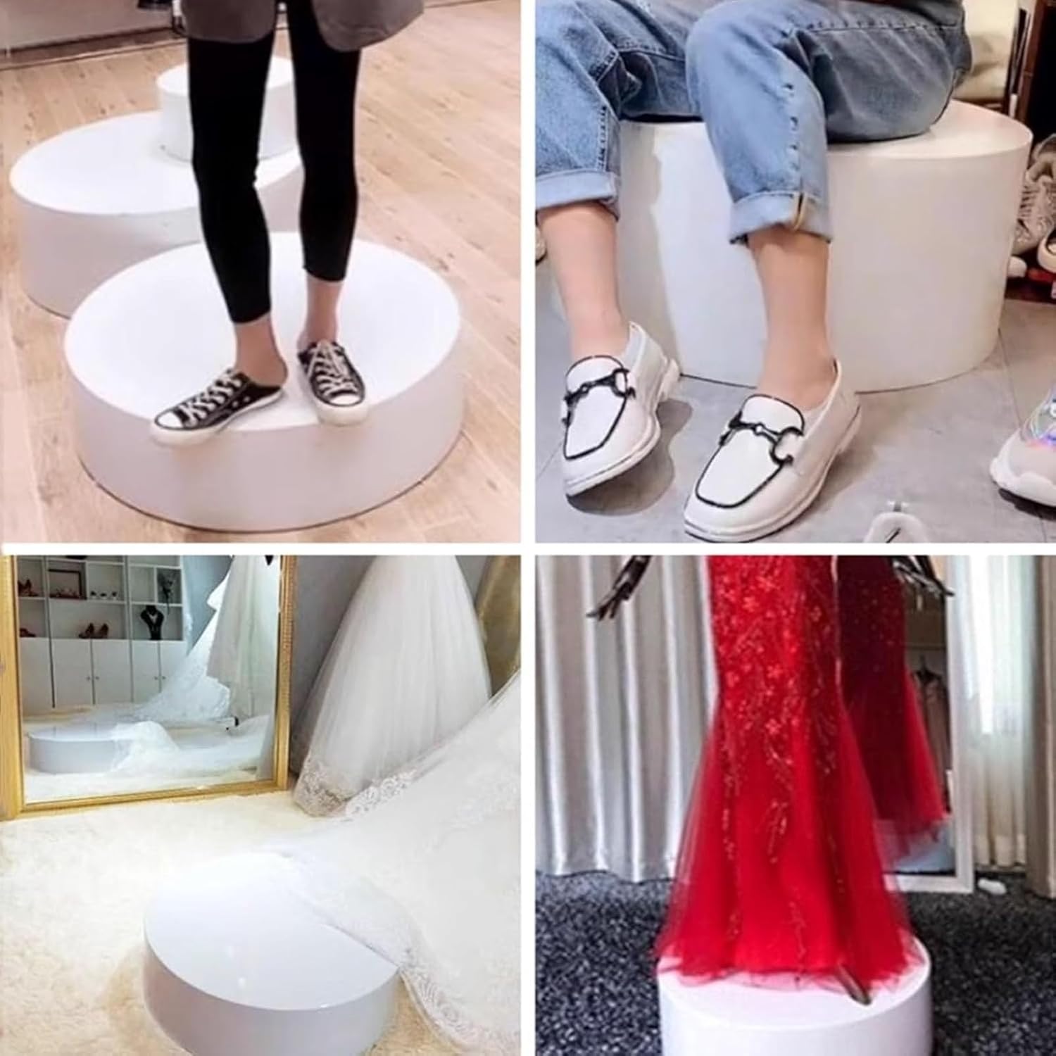 White Round Display Pedestal Stand for Home Decor