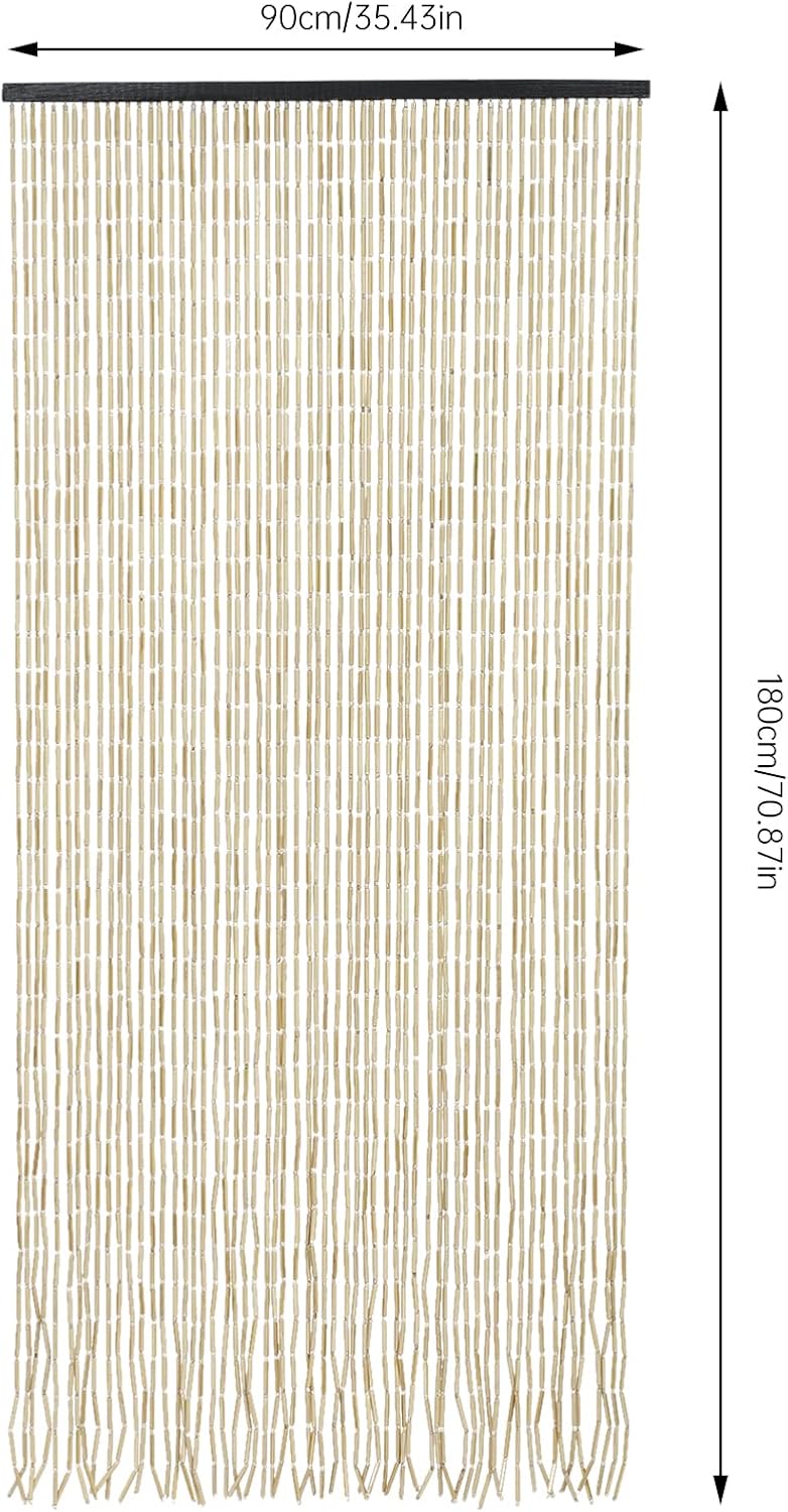 Natural Wood and Bamboo Beaded Curtain for Doorway