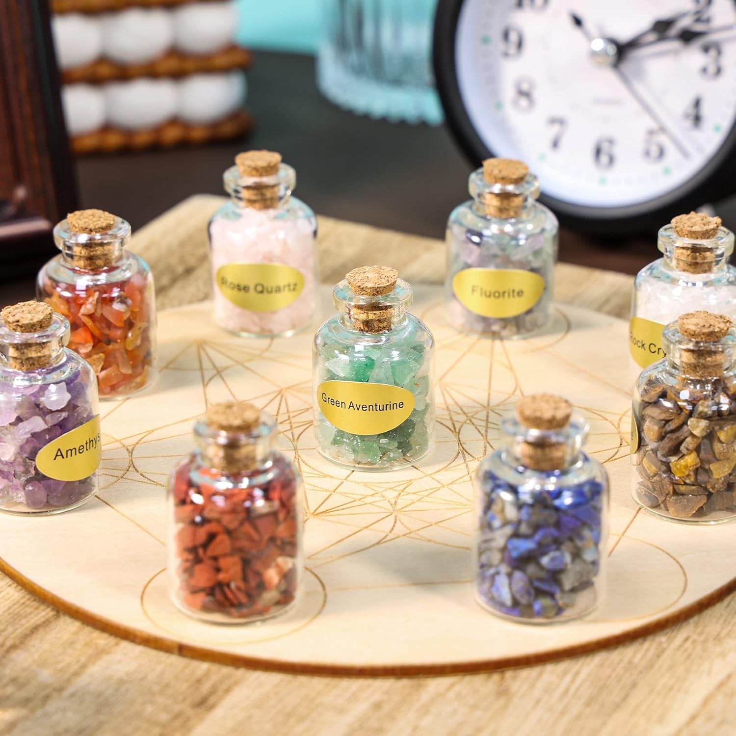 SUNYIK 9 Mini Crystal Healing Stones Set