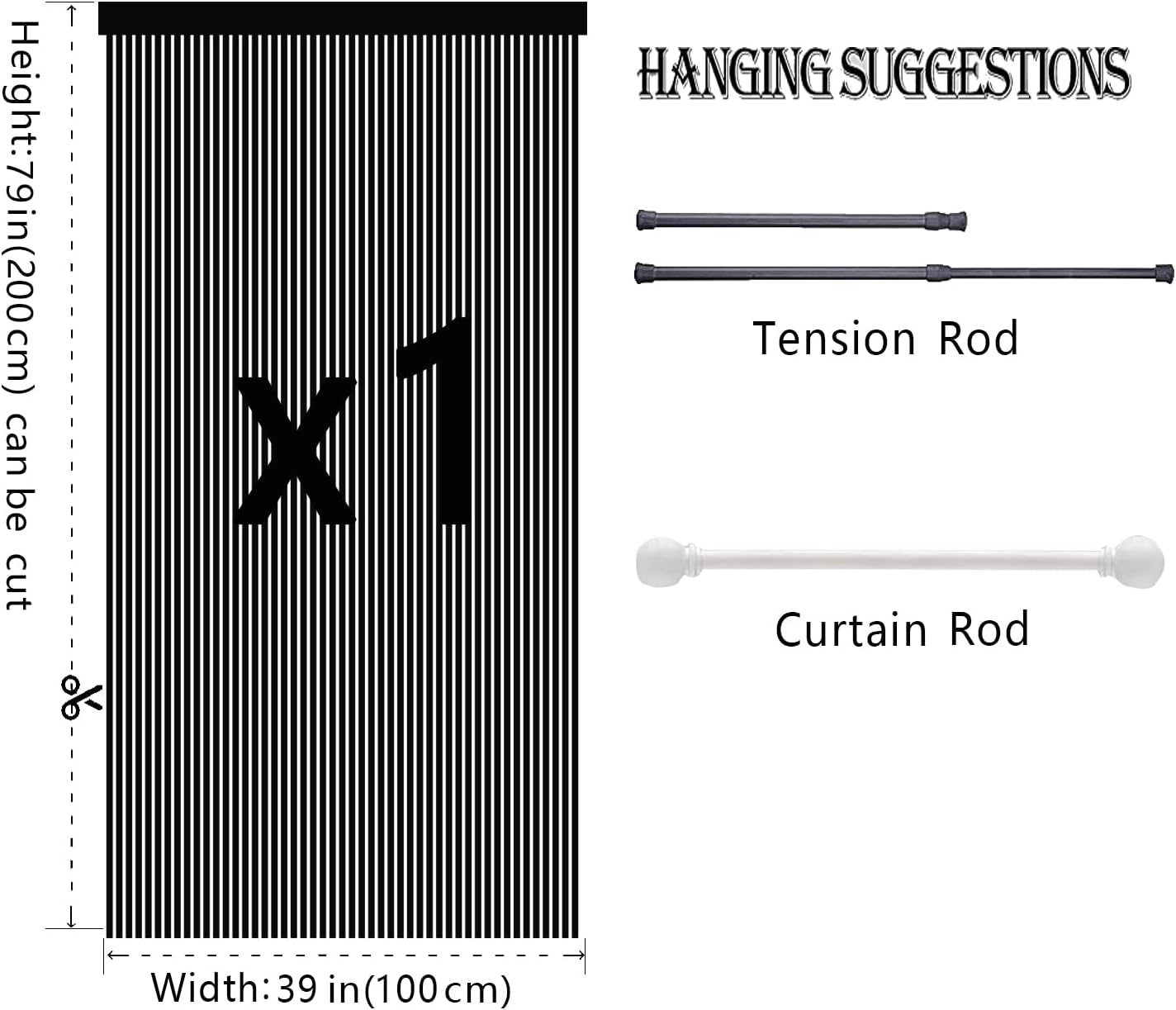 Beige Spaghetti String Curtain Panel 100x200cm