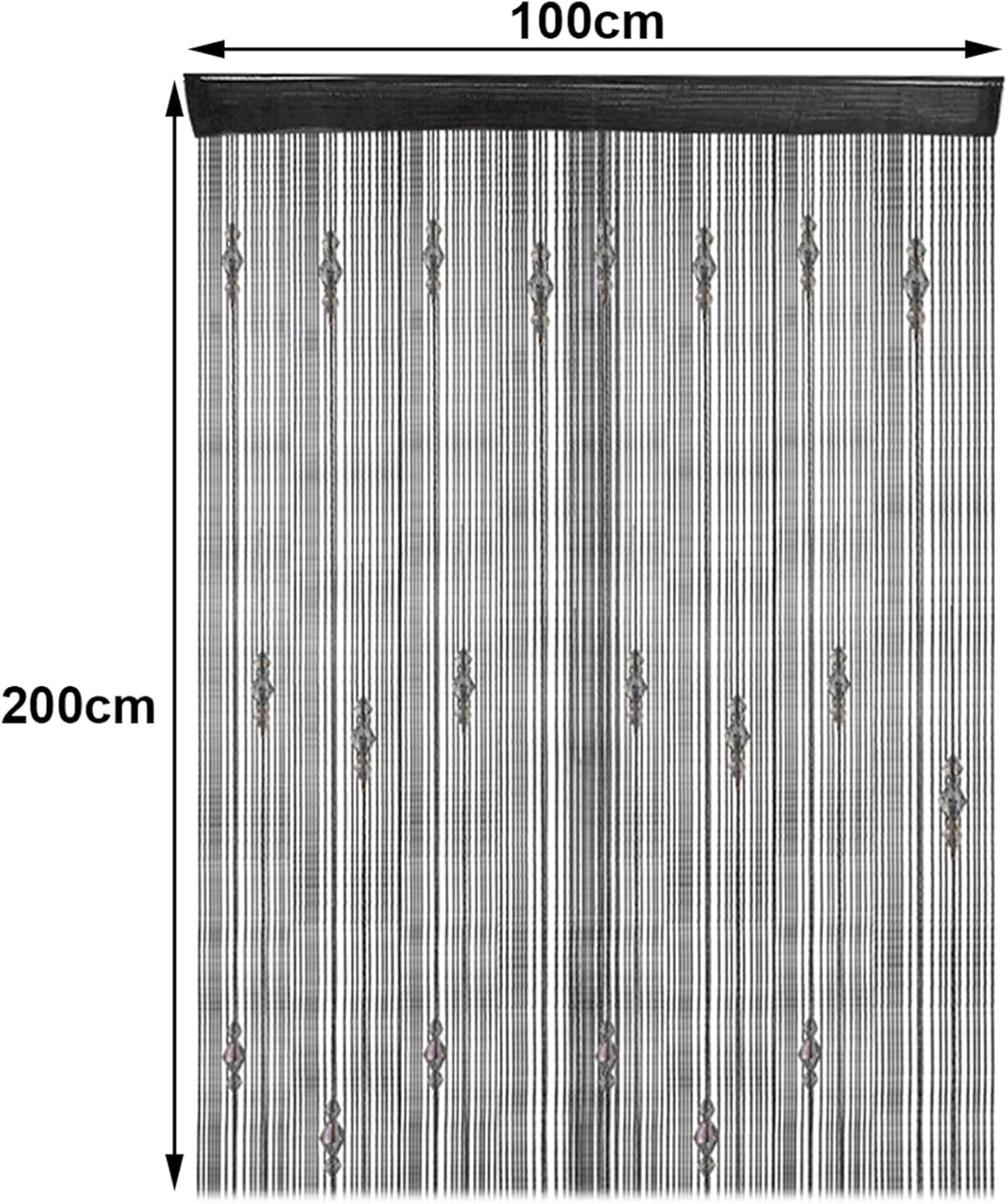 Greenwish Black Beads Curtain with Tassel for Door and Window