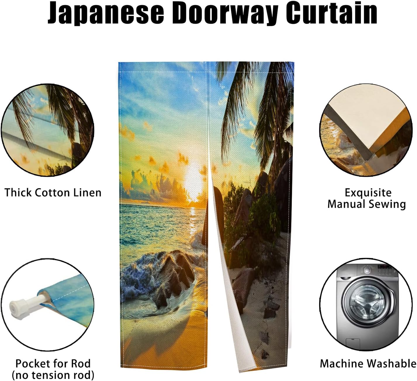 Leowefowa Single-Side Noren Door Curtain Decor