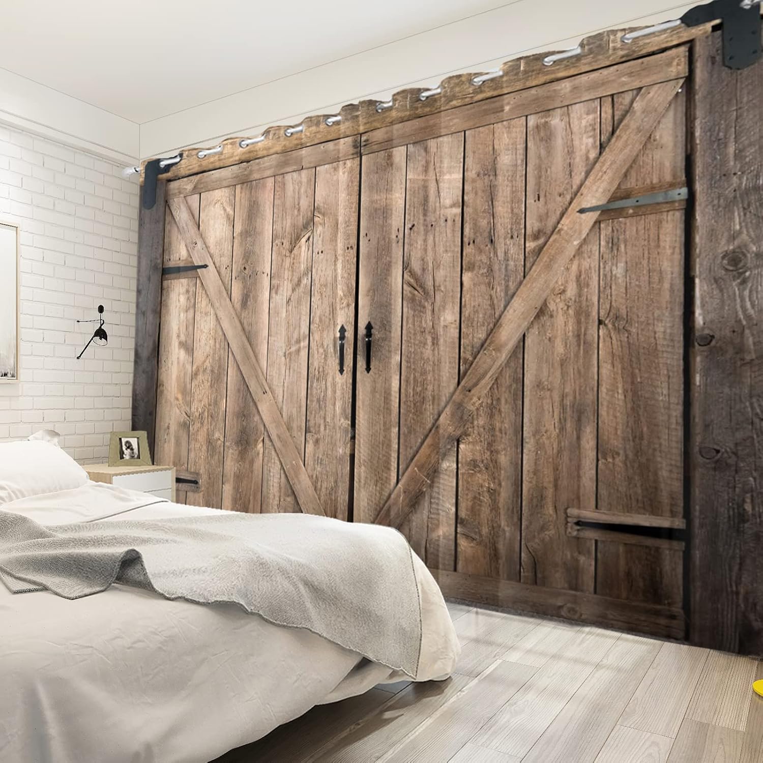 Yeele Rustic Wooden Barn Door Blackout Curtains Set of 2