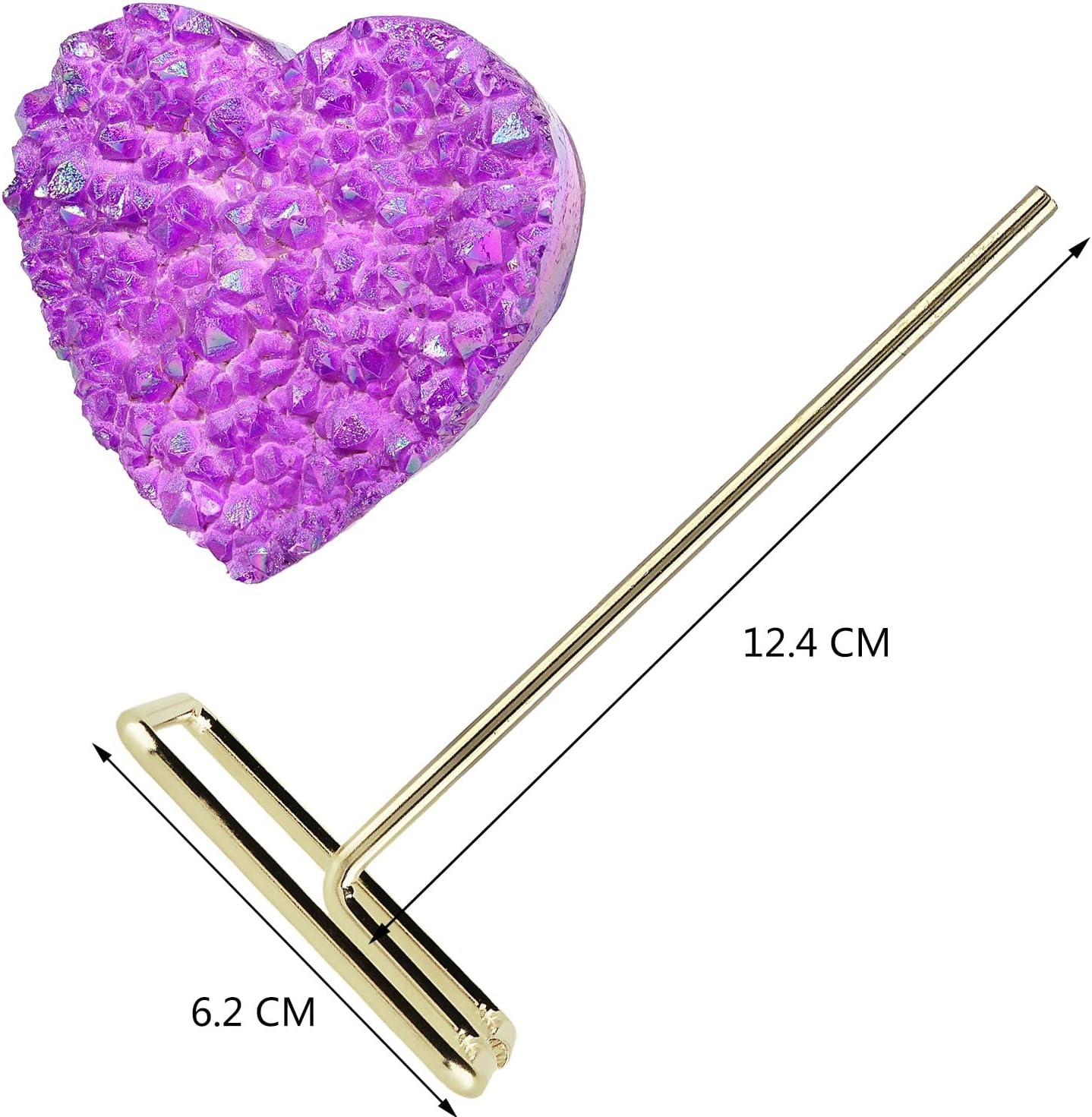 Amogeeli Purple Heart Shaped Rock Crystal Cluster with Stand