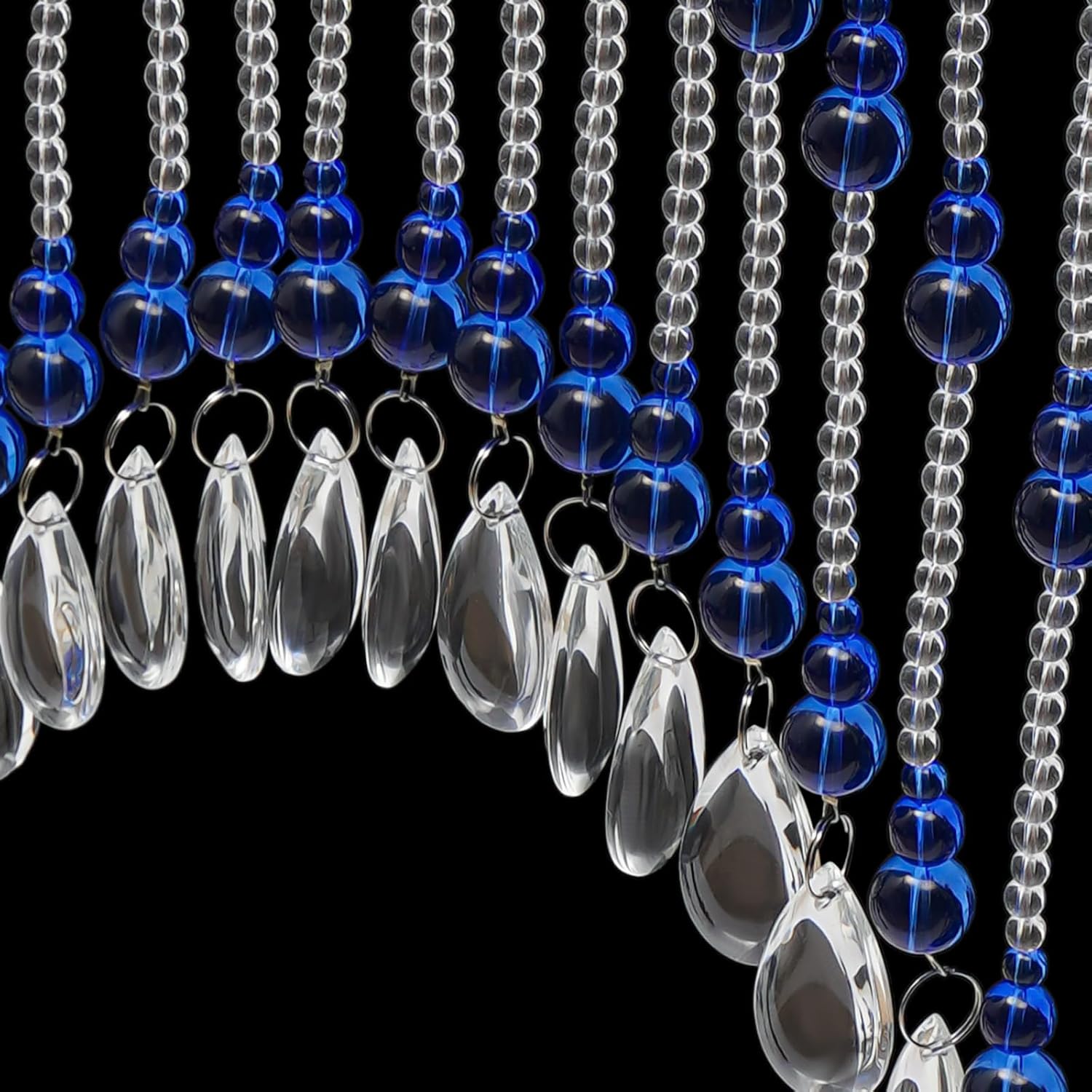 Blue Crystal Beaded Curtain with Adjustable Width