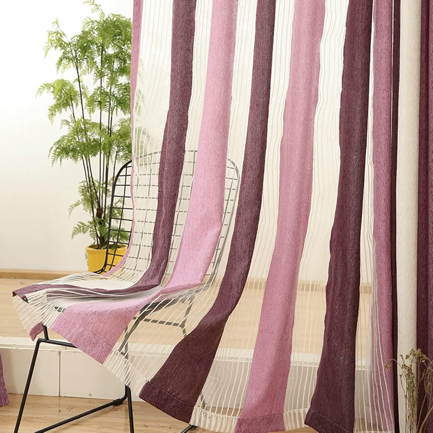 Polyester Sheer Curtains 2 Panels 38W x 84L Inch for Bedroom