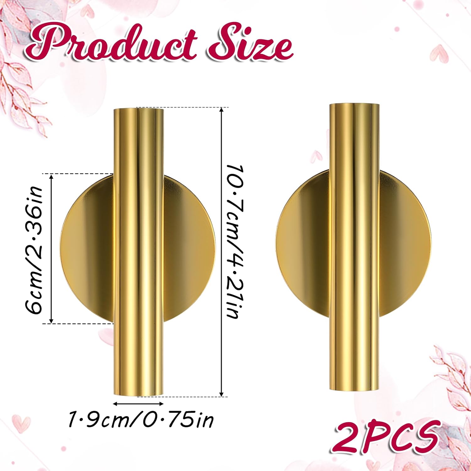 2PCS Gold Wall Vases for Flowers Modern Decor