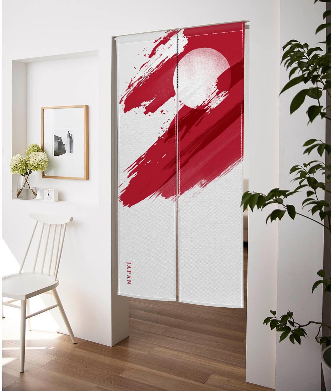 Japanese Noren Door Curtain with Red Painting 335 x 709 Panel