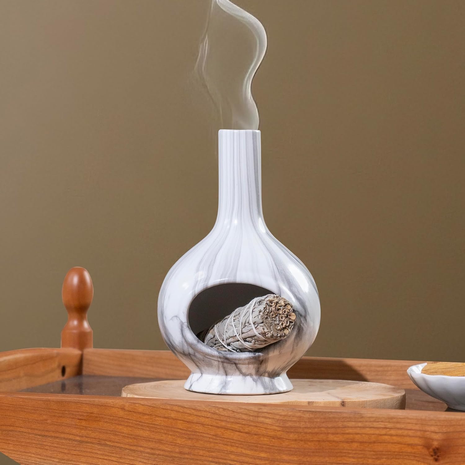 Handmade Marble Incense Holder for Meditation and Sage Burning
