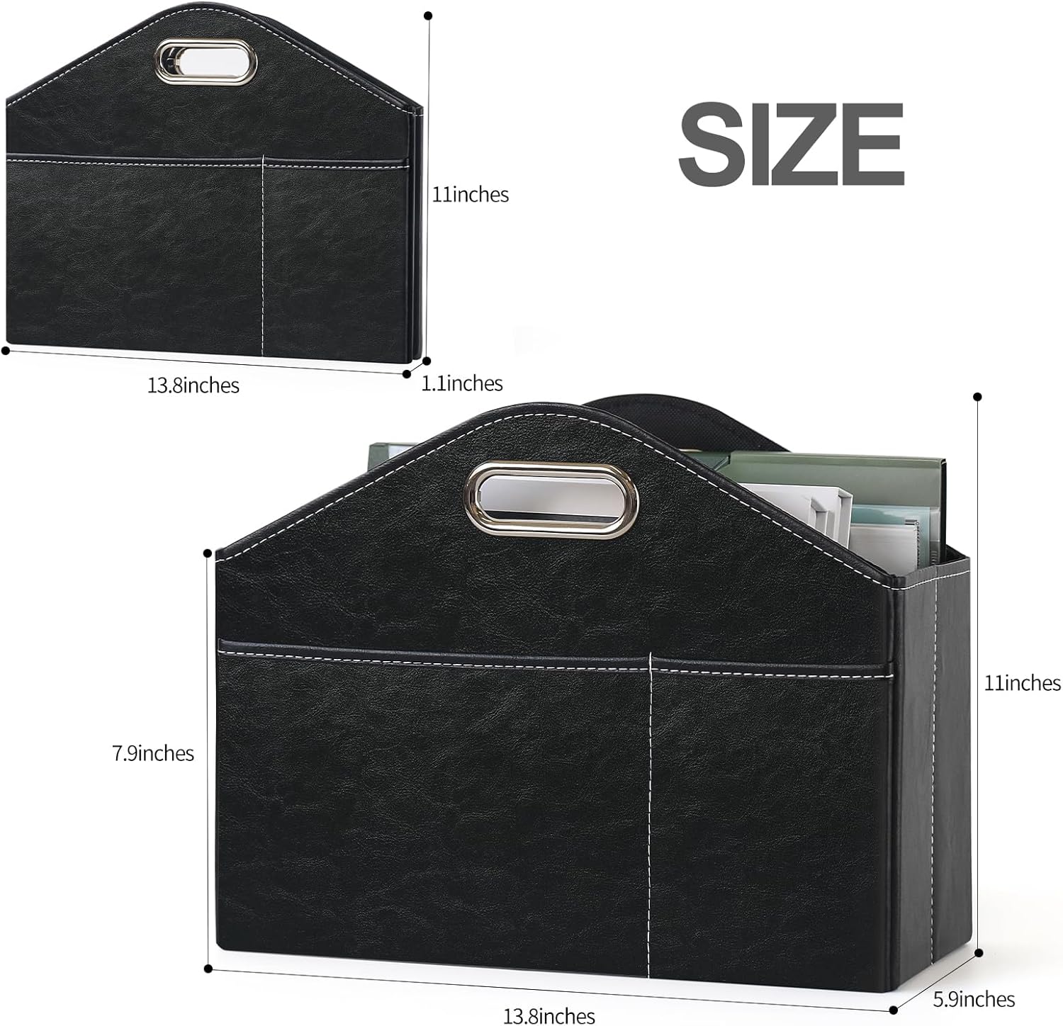 PreTidy Foldable Magazine Rack with PU Leather