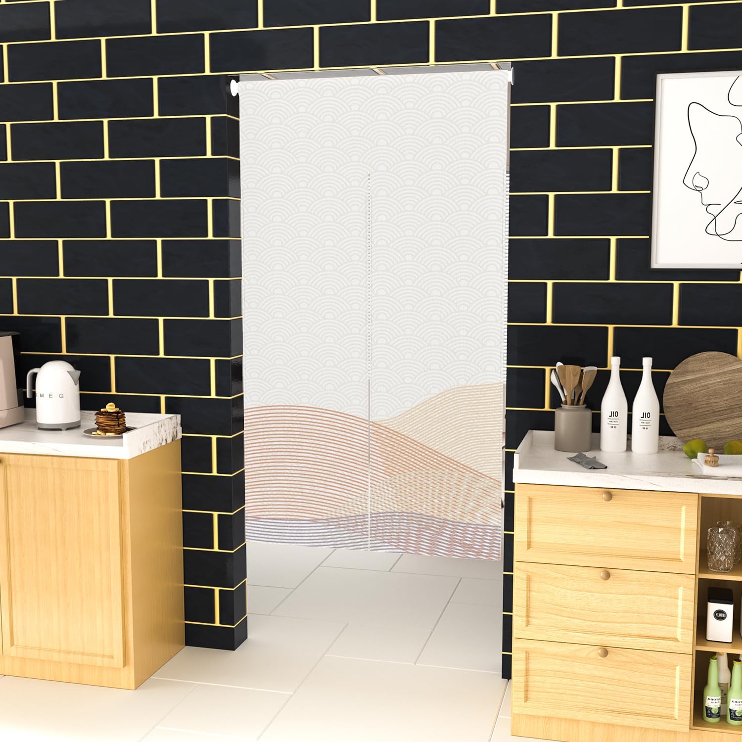 Leowefowa Traditional Japanese Noren Door Curtain Double Sided Panel 335x709