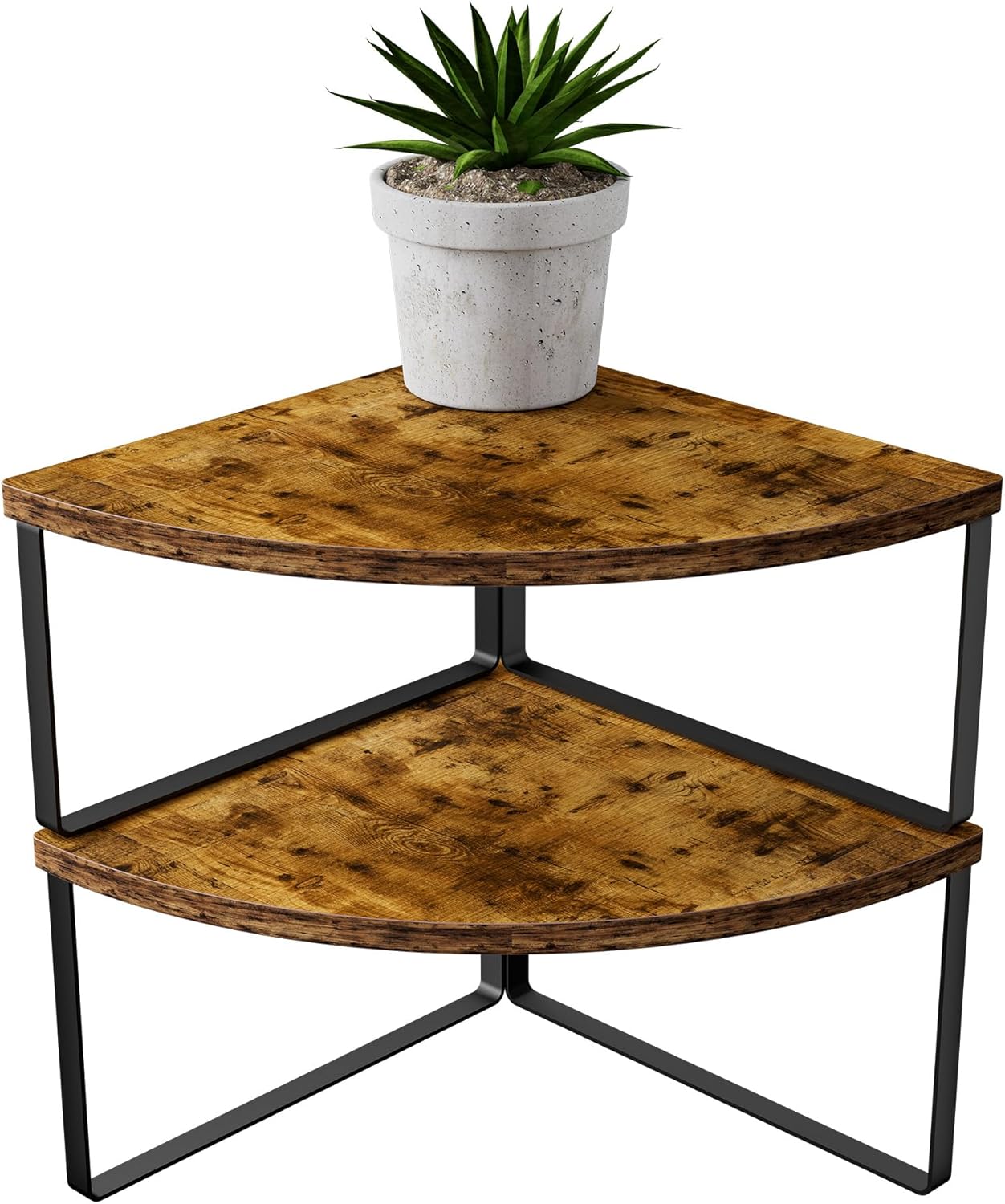 Corner Shelf Countertop Organizer Set of 2 Rustic Brown