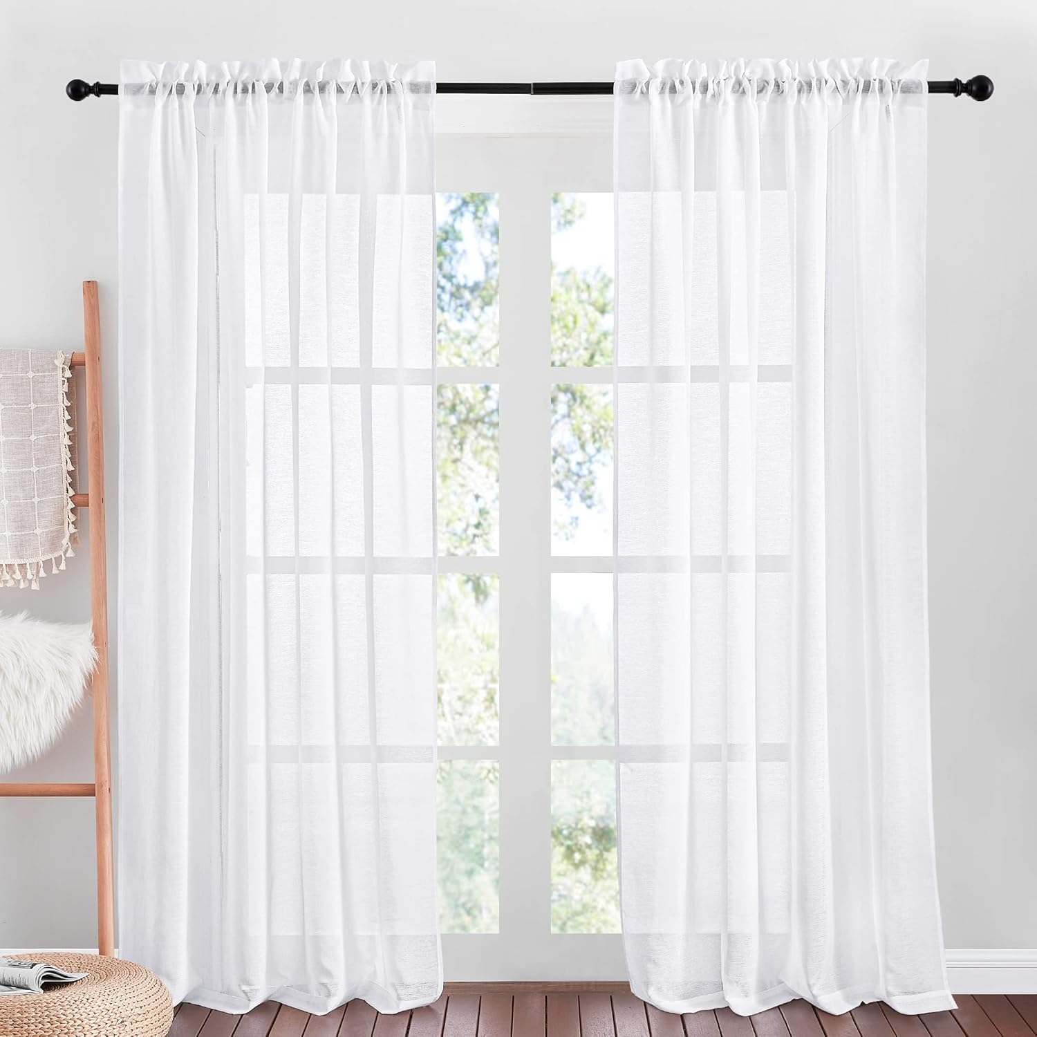 NICETOWN White Sheer Curtains for Sliding Glass Door