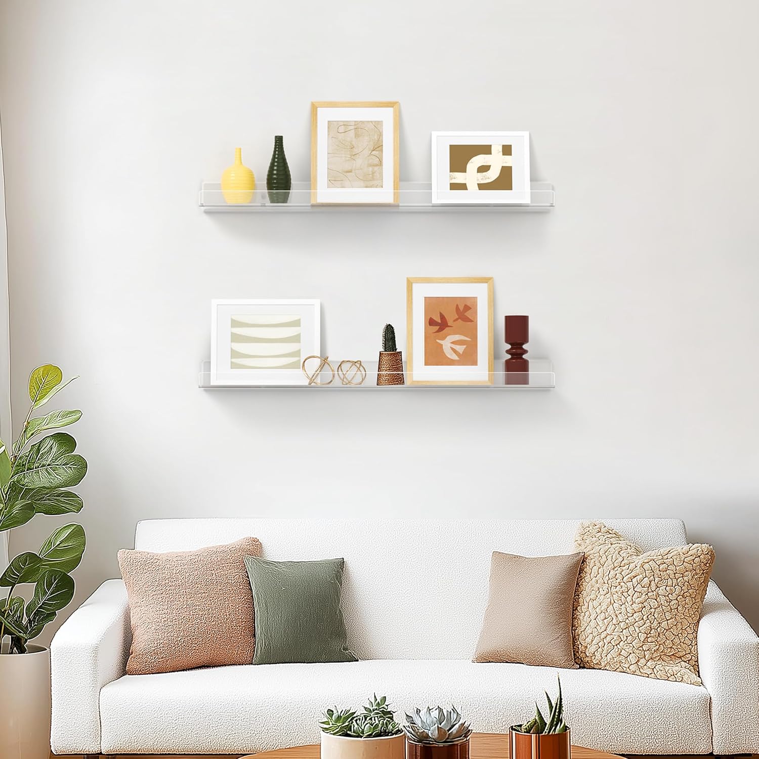 HBlife 36 Inch Clear Acrylic Floating Shelves 2 Pack