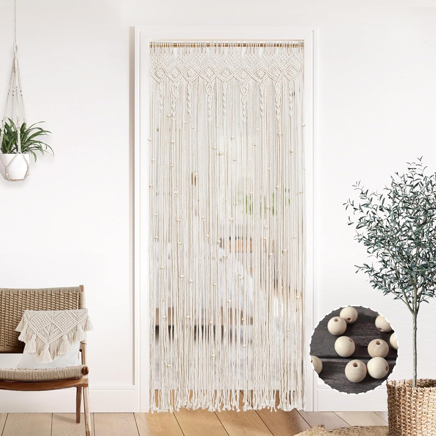Lino Rosa 80 Inch Beaded Curtain for Doorway
