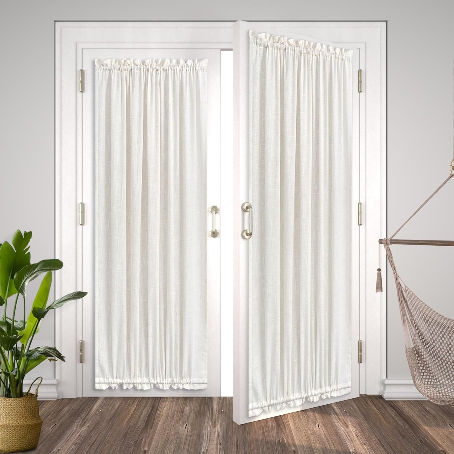 KOUFALL French Door Curtain Panel 25x72 Off White Cream Beige