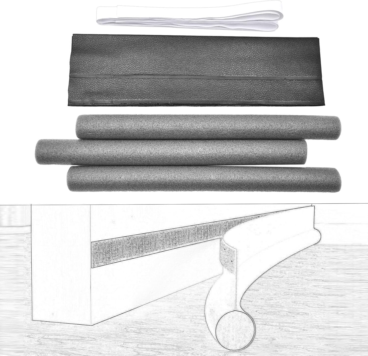 Fenteer Under Door Draft Stopper Door Seal Strip Black