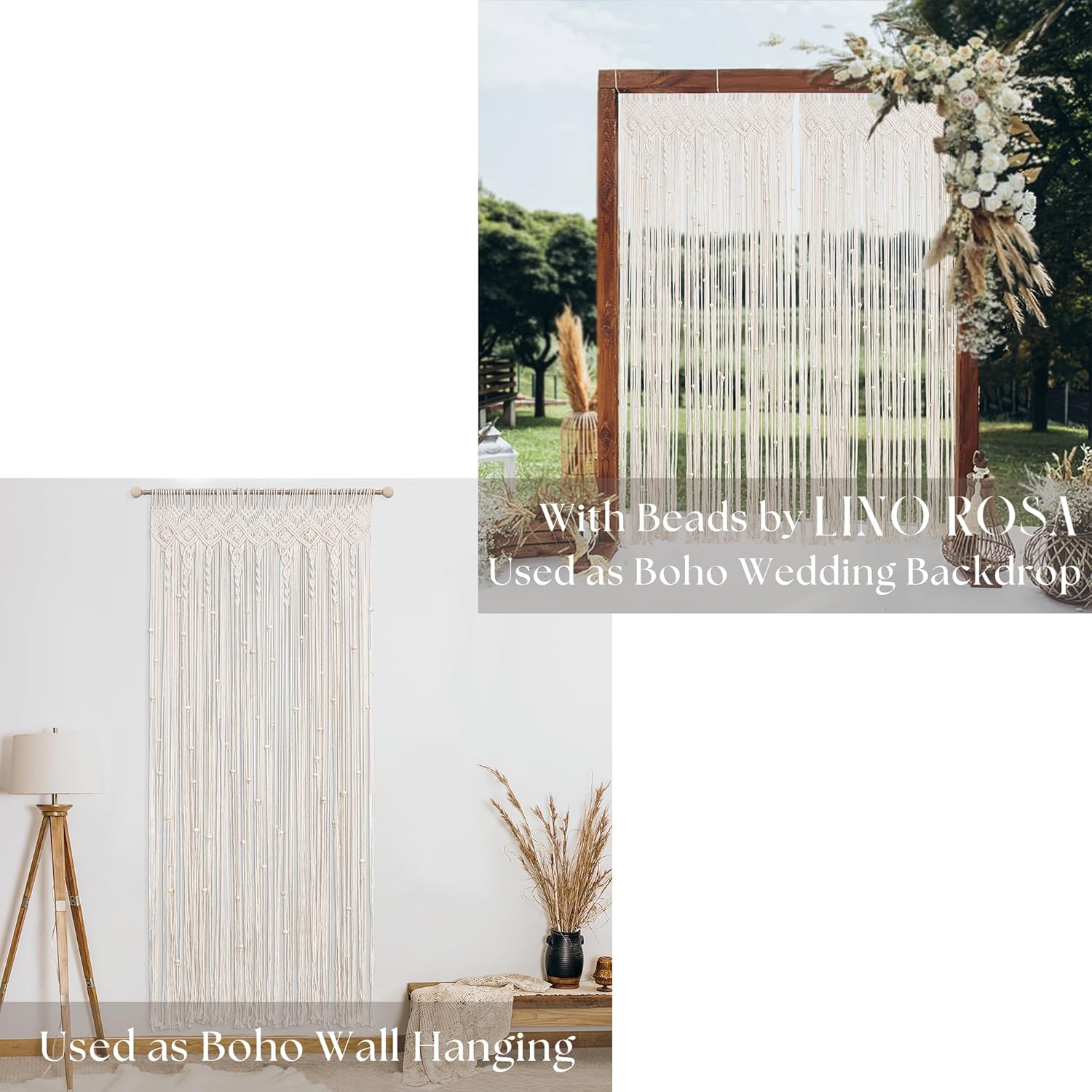 Lino Rosa 80 Inch Beaded Curtain for Doorway