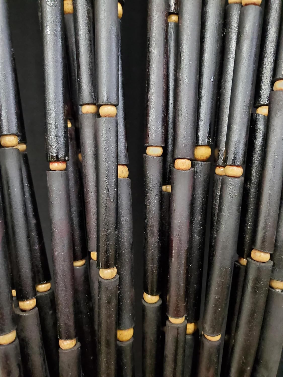 ABeadedCurtain - Black Door Beads Beaded Curtain with Bamboo Beads