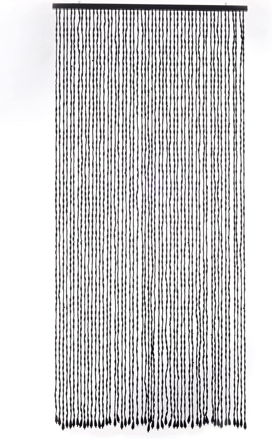 FlavorThings 36 x 79 Blue Beaded Curtain with Wood and Bamboo