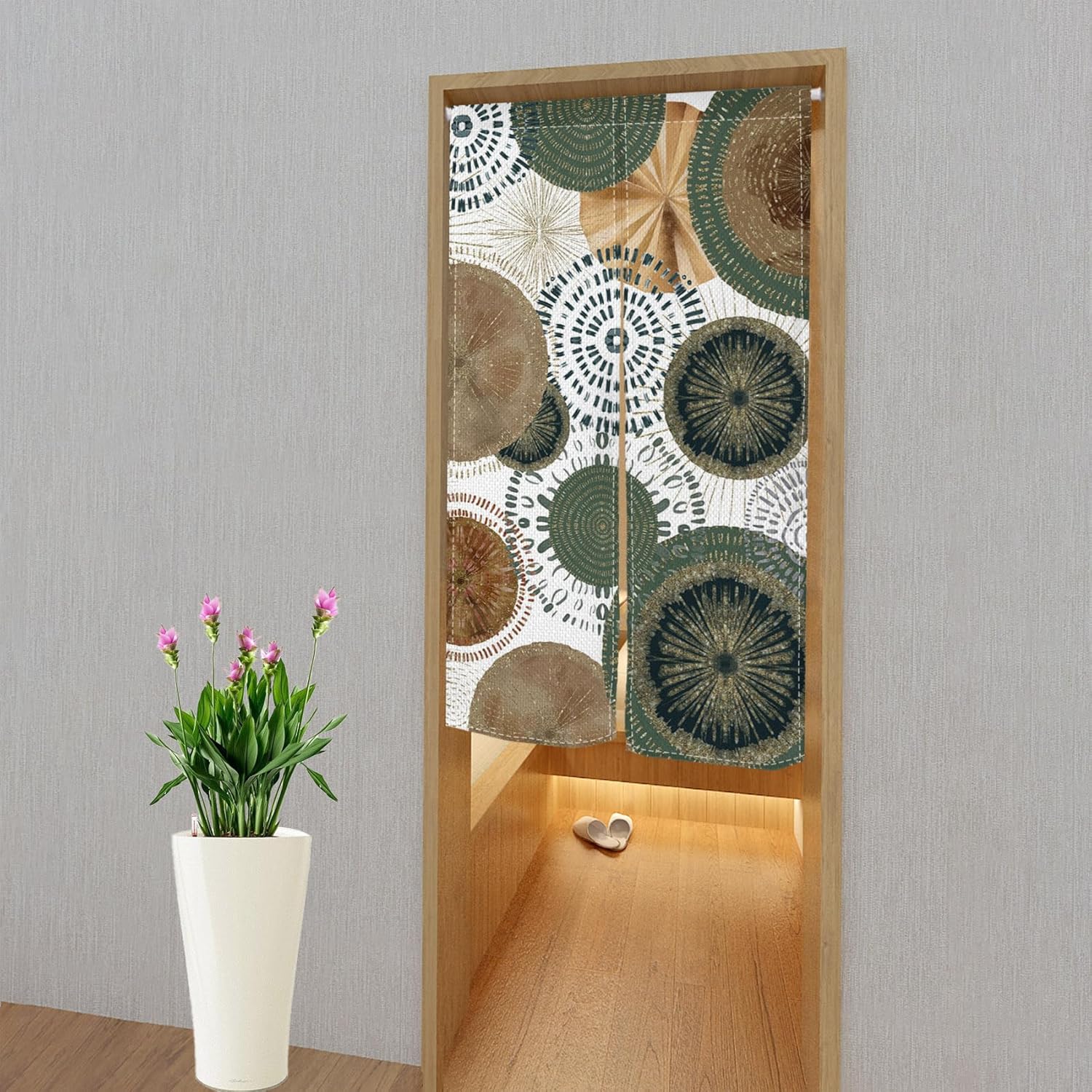 Traditional Japanese Door Curtain Kiwifruit Print 335x709 Inch Panel