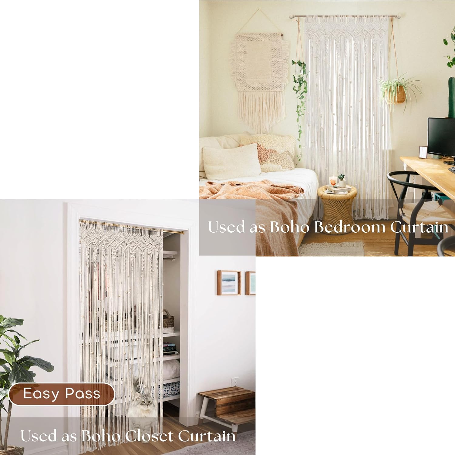 Lino Rosa 80 Inch Beaded Curtain for Doorway