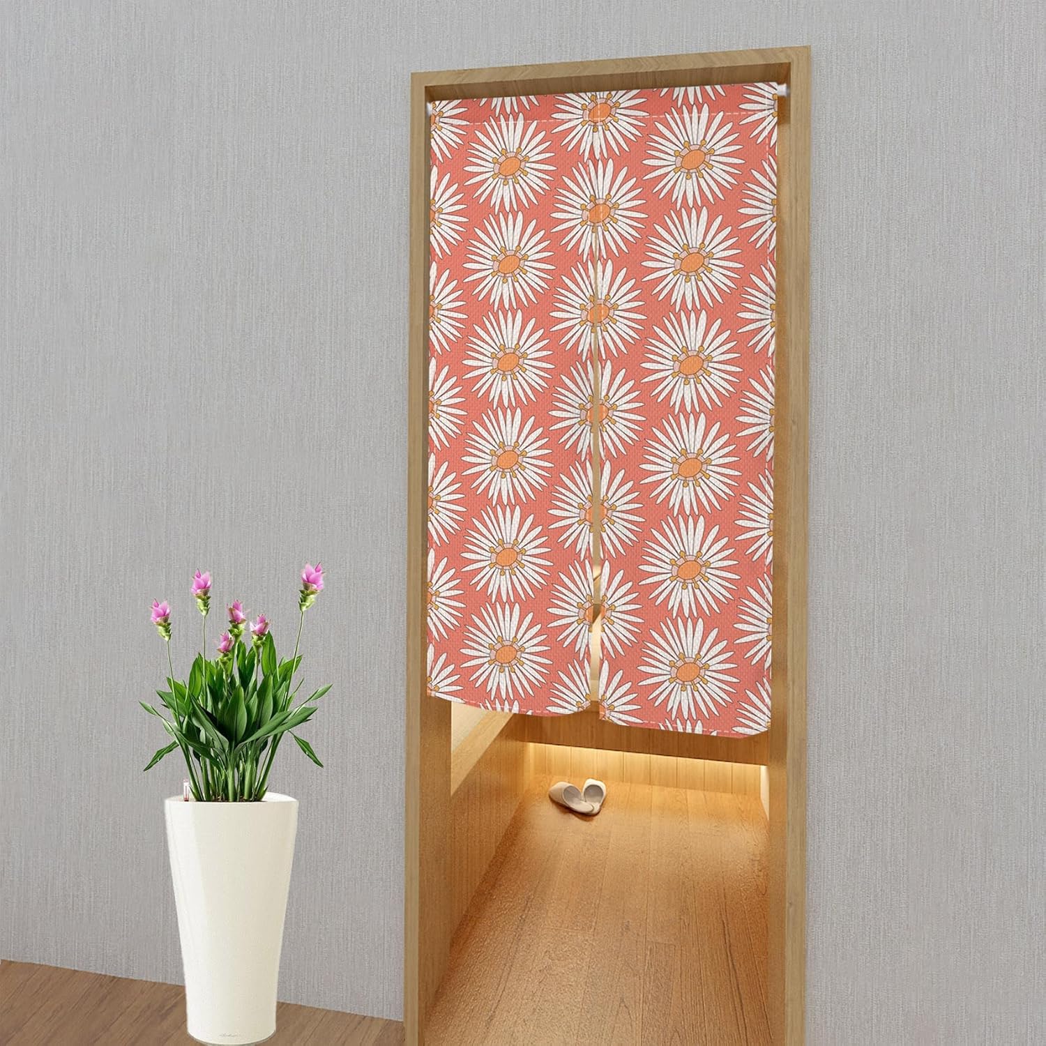 Japanese Noren Door Curtain with Flower Petals Design