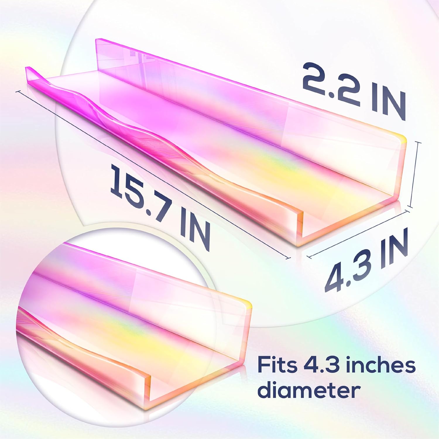 YMVV Iridescent Clear Floating Wall Shelf 4 Pack