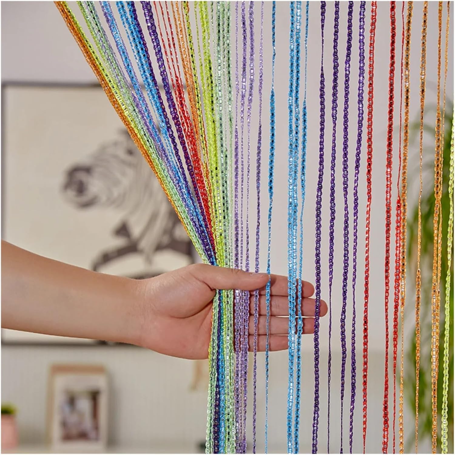Blue Tassel String Curtain for Door and Window