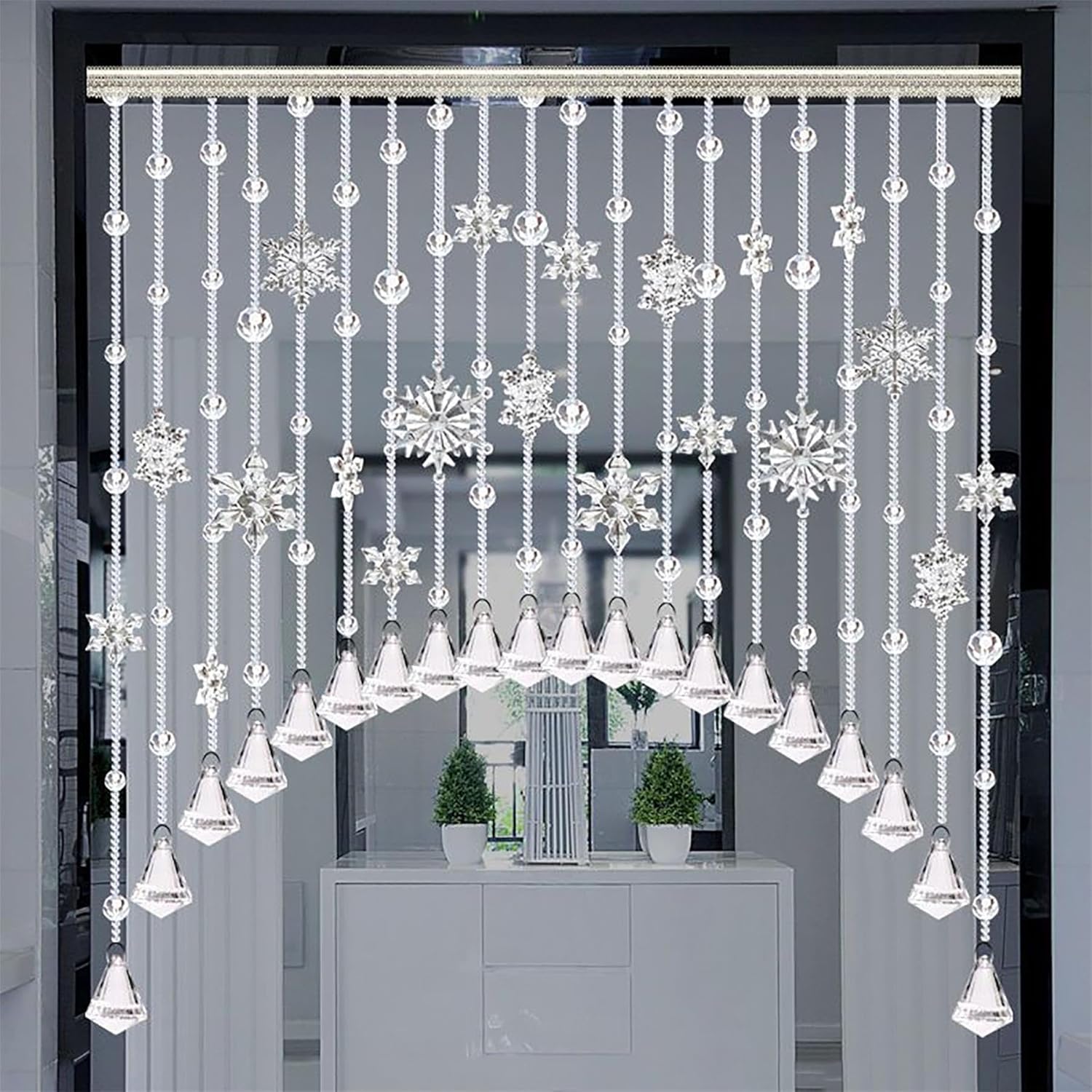 XOOFMASS Crystal Beaded Curtain Door Screen 30 String 47 Blue