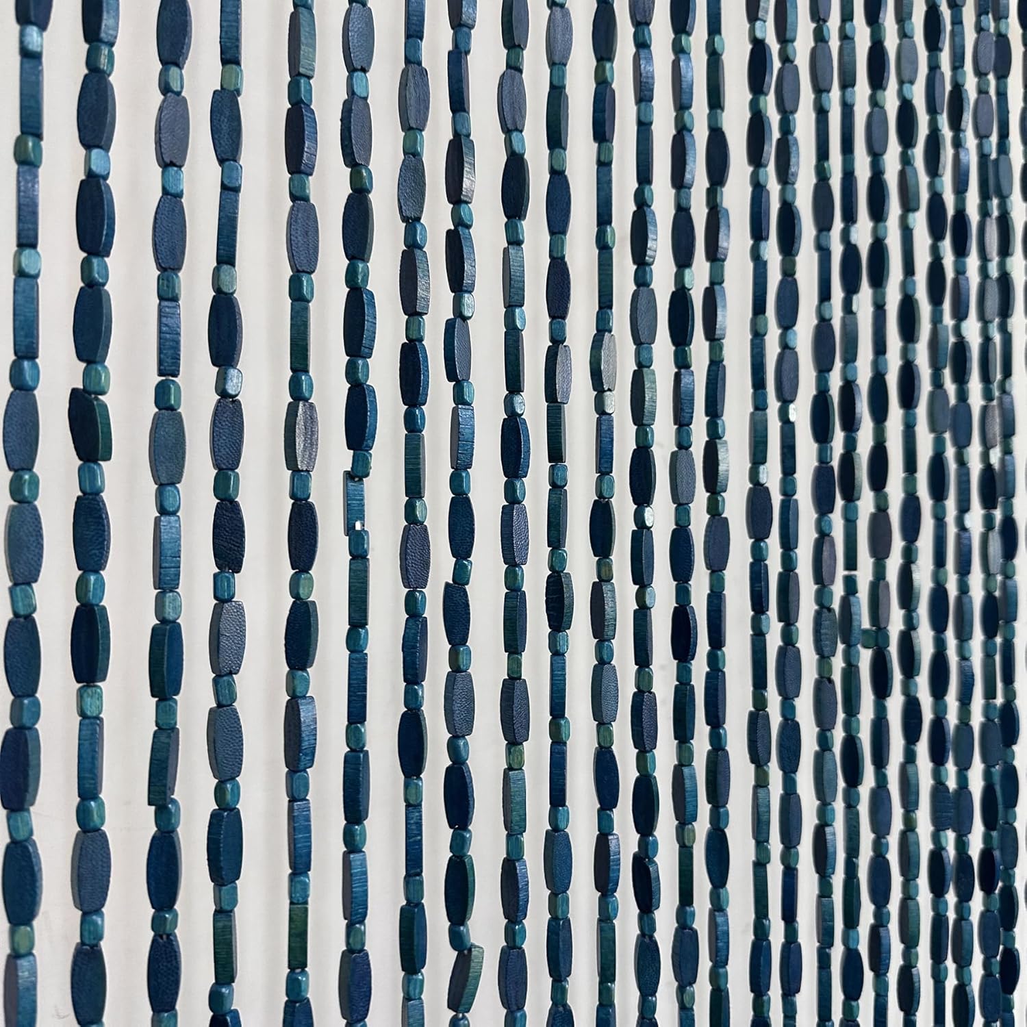 FlavorThings 36 x 79 Blue Beaded Curtain with Wood and Bamboo