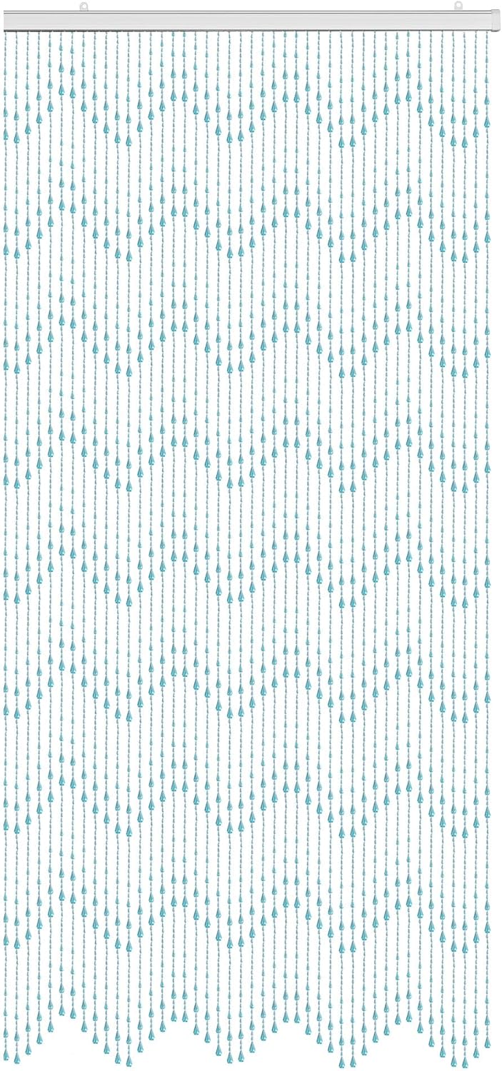 Crystal Beaded Curtain 355 x 79 Inches Wave Pattern Teal