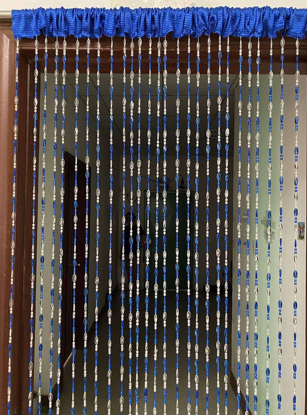 ZiDeTang Acrylic Beaded Curtain Panel Dark Blue 100x190cm