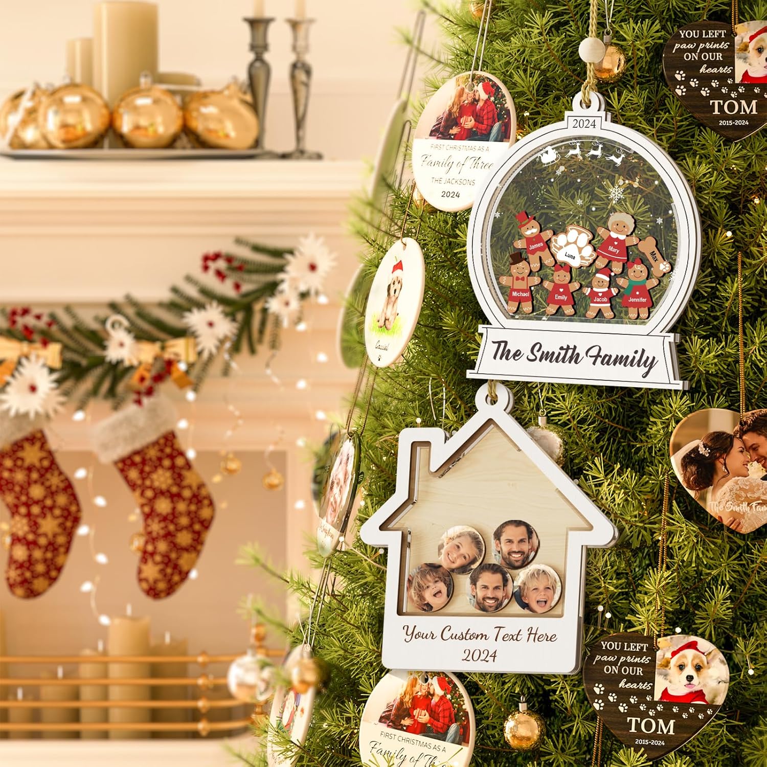 Personalized Christmas Ornament with Family Names and Pets
