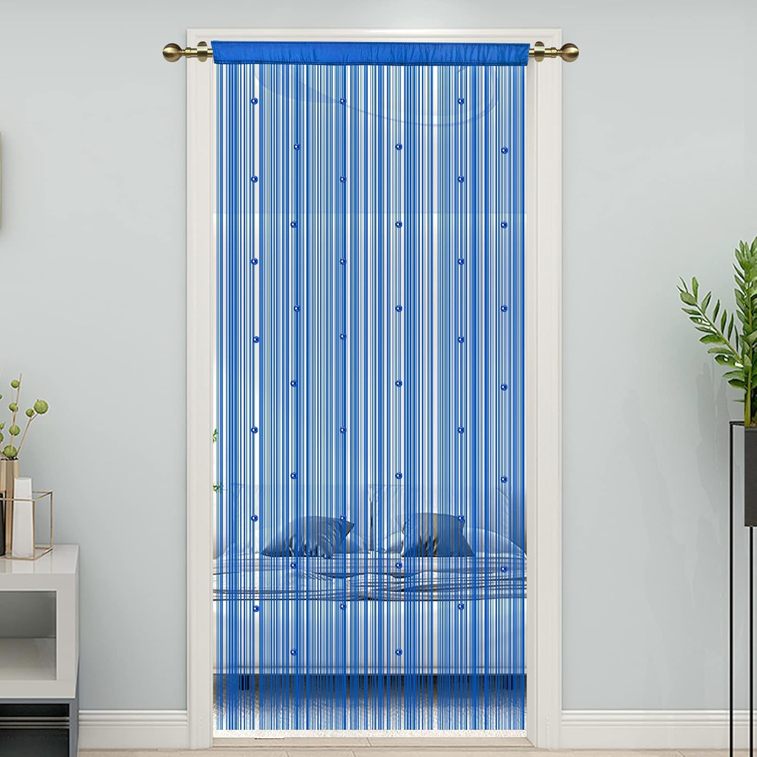 LaSyL Beaded Curtain for Doorway - Royal Blue 39x110 Inches